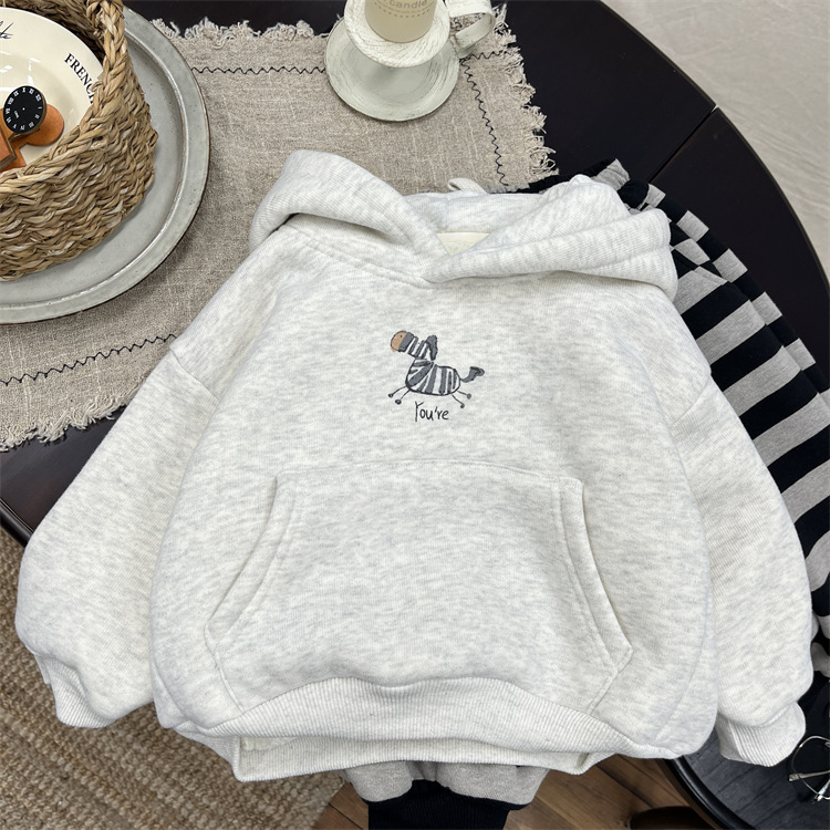 小小斑馬 長袖加絨連帽上衣