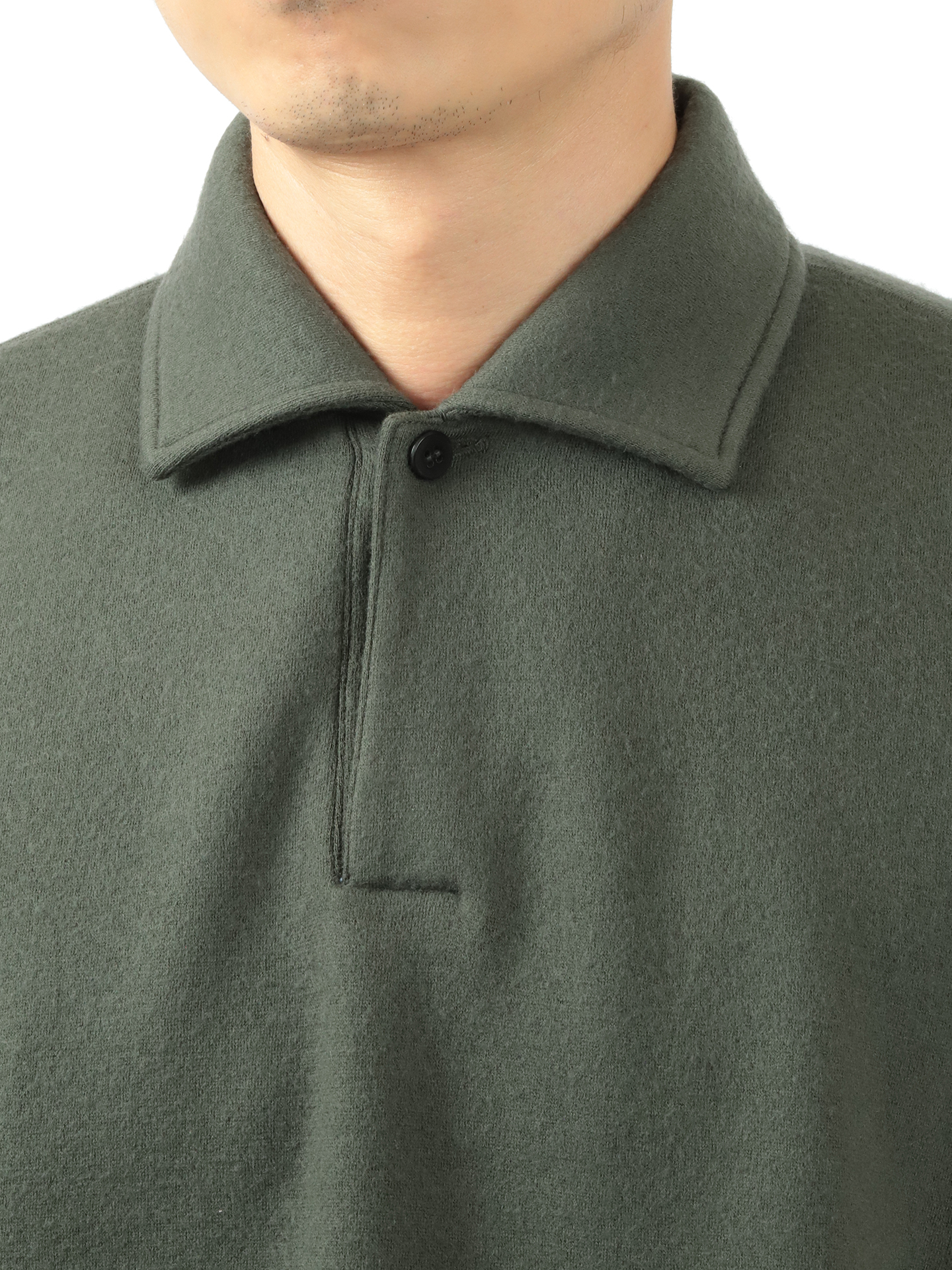 Cale Super 120 Air Wool Fleece Knitted Blouse Khaki