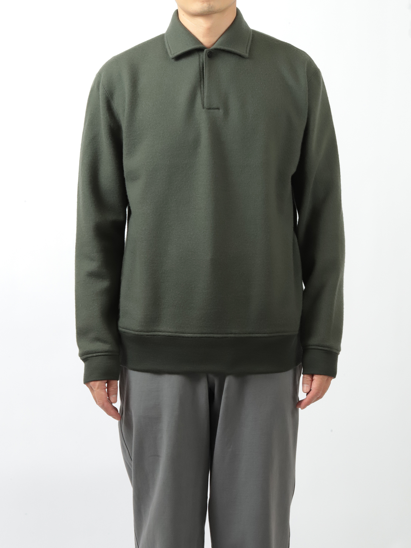 Cale Super 120 Air Wool Fleece Knitted Blouse Khaki