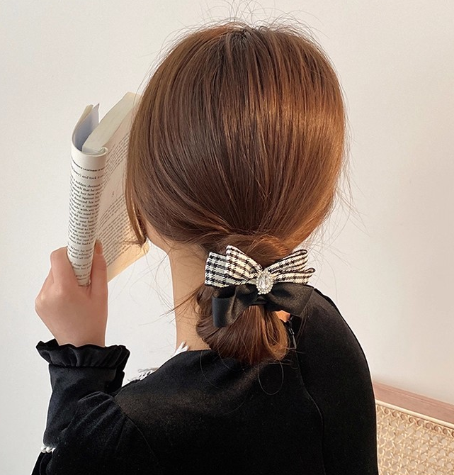 [3 FOR RM10] Houndstooth Pearl Bow Hair Clip