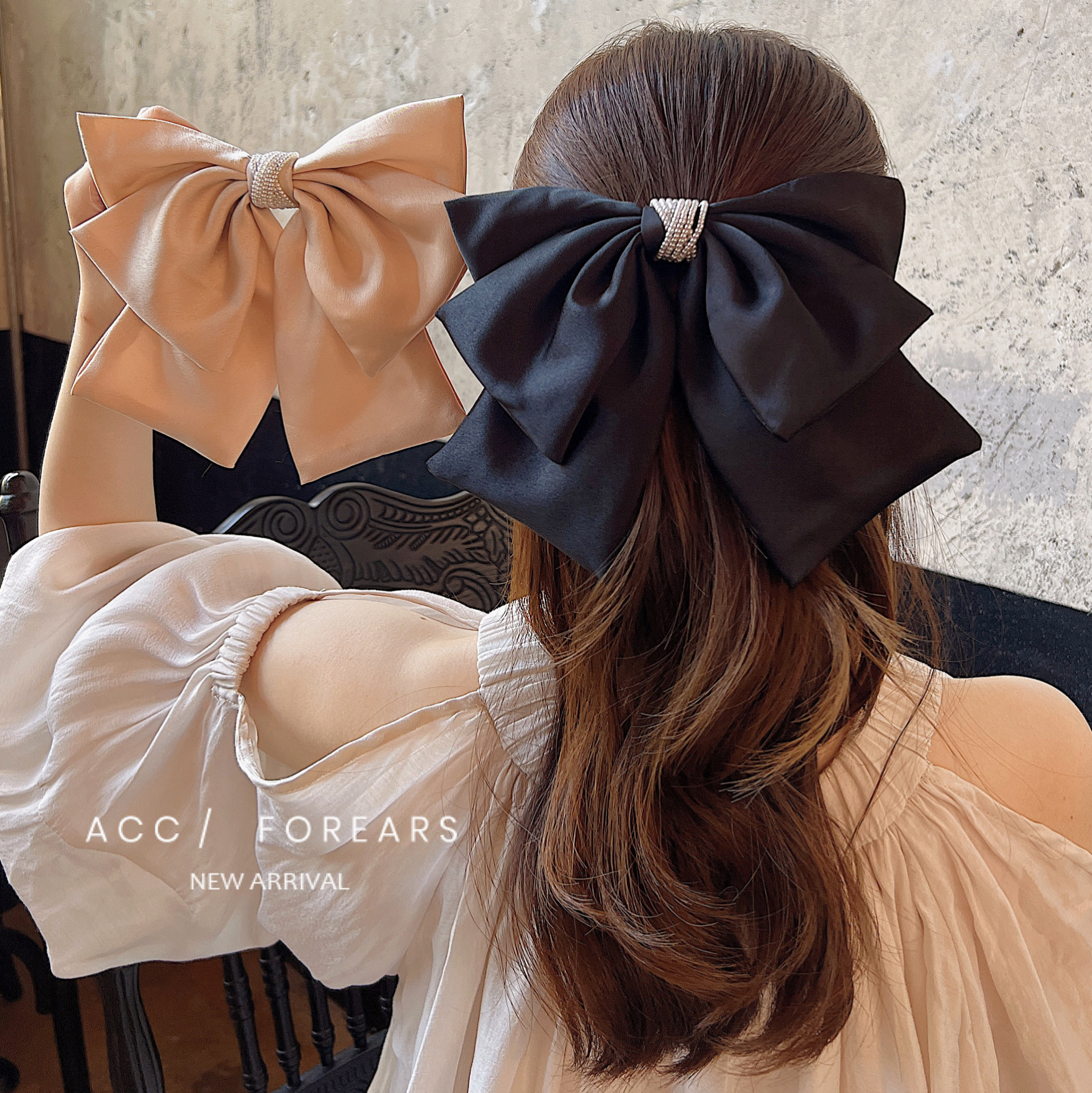 Satin Pearl Rope Spring Bow Hair Clip