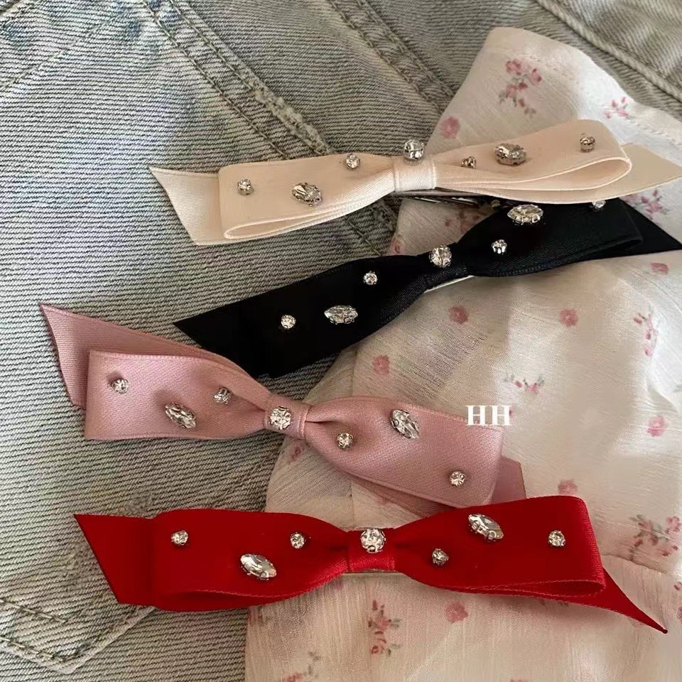 [4 FOR RM10] Crystal Rhinestone Ribbon Side Bow Hair Clip