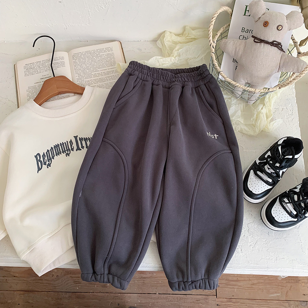 NOT字母 加絨長褲