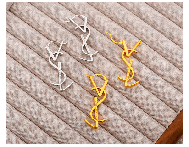 字母耳扣 簡約耳飾(925銀針)