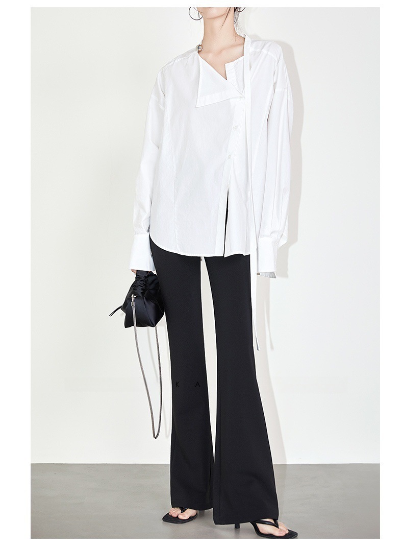 高級挺版 微喇叭高腰西裝褲