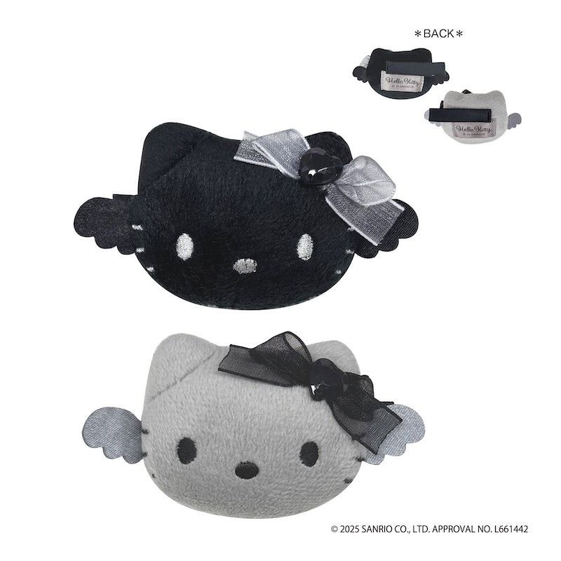日本 Sanrio Hello Kitty 黑白灰天使造型 頭形髮夾套裝 (2入)