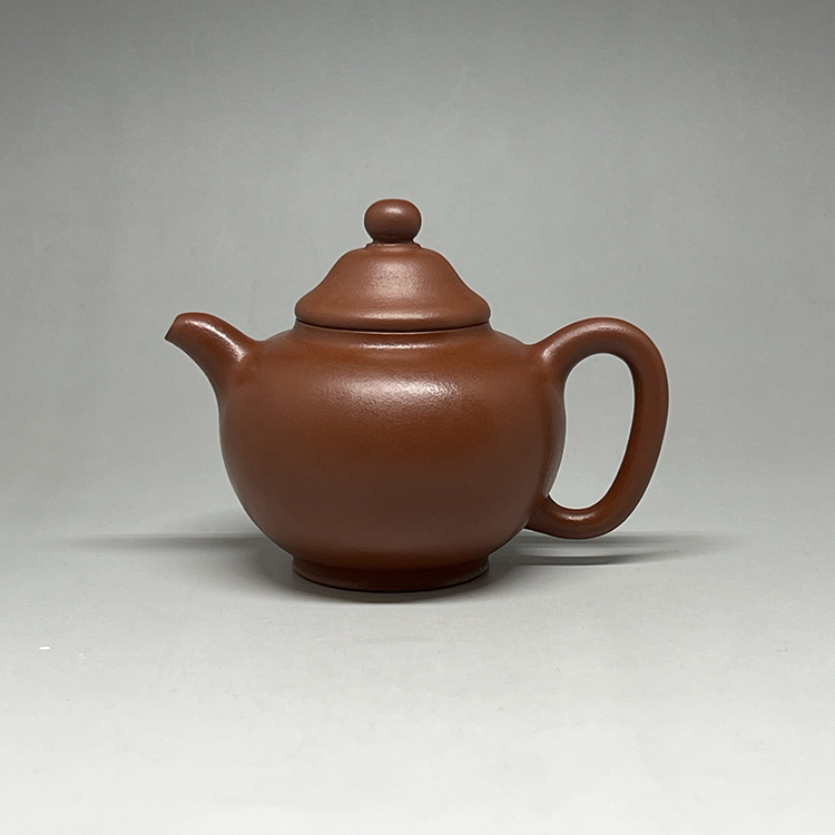 茶香自在】清中期朱泥壺仲芳掇球壺孟臣詩歌款全美品120 c.c.