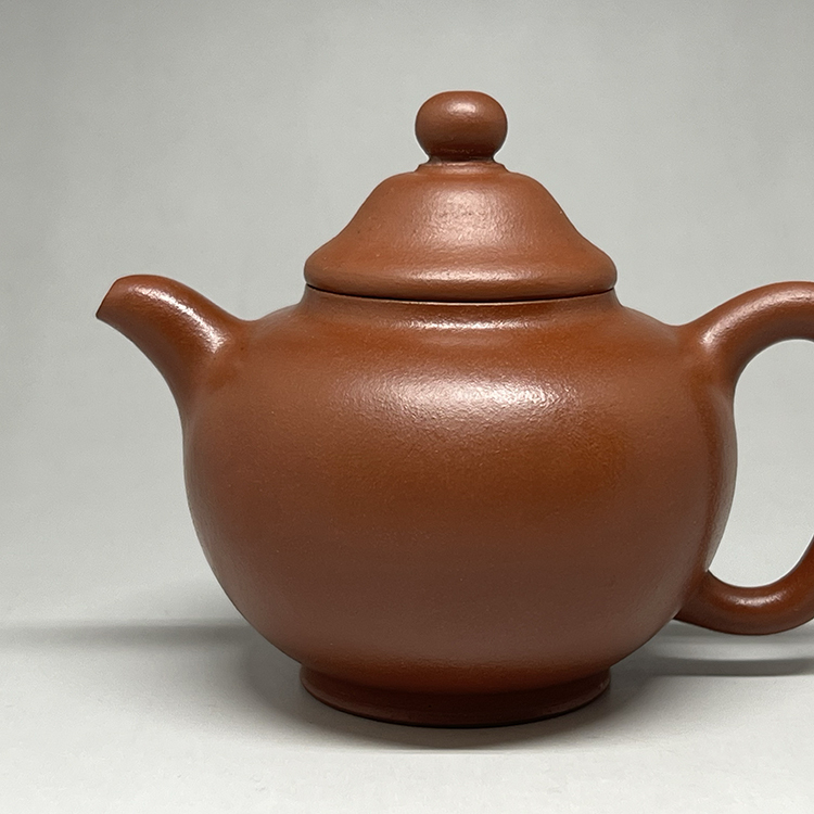 茶香自在】清中期朱泥壺仲芳掇球壺孟臣詩歌款全美品120 c.c.