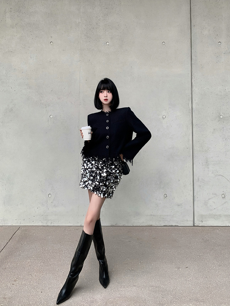 率性小姐姐 尖頭坡跟直筒長靴(35-39)