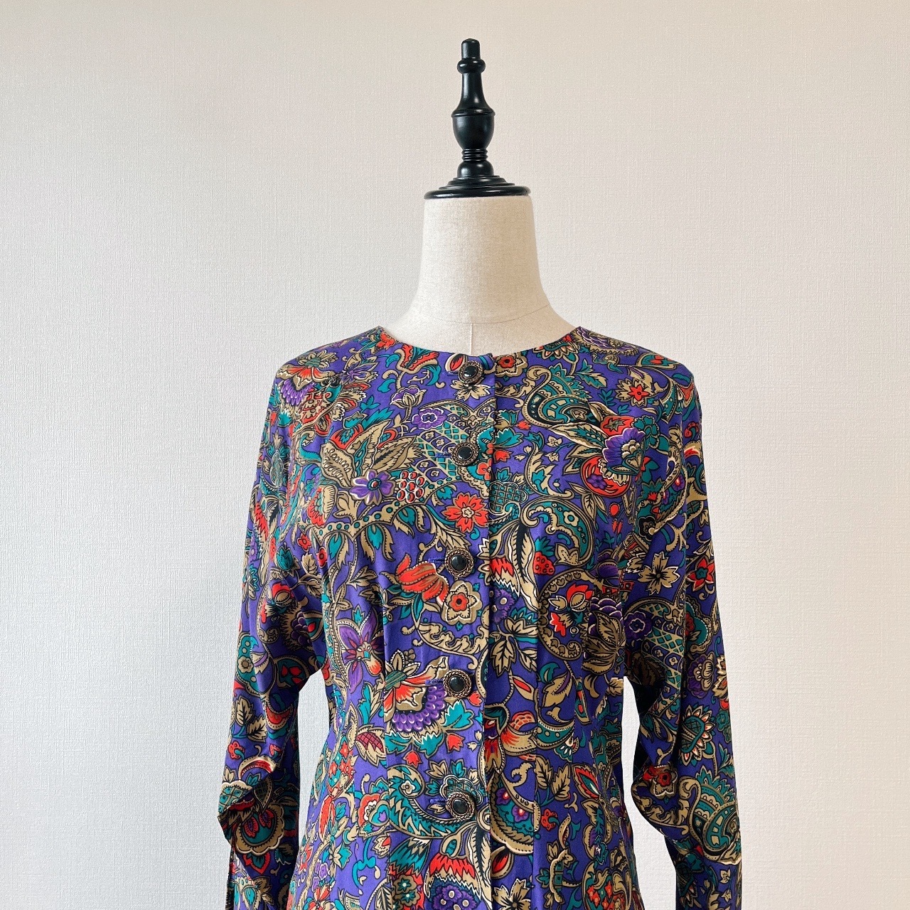 紫色華麗圖騰修腰連身裙