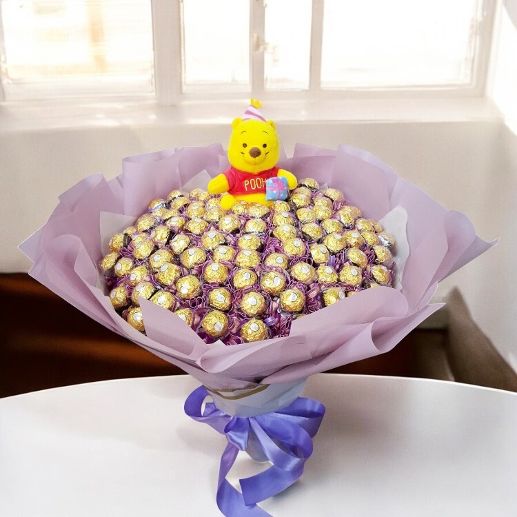 Winnie the Pooh 維尼熊100枝金莎花束,金莎花束哪裡買