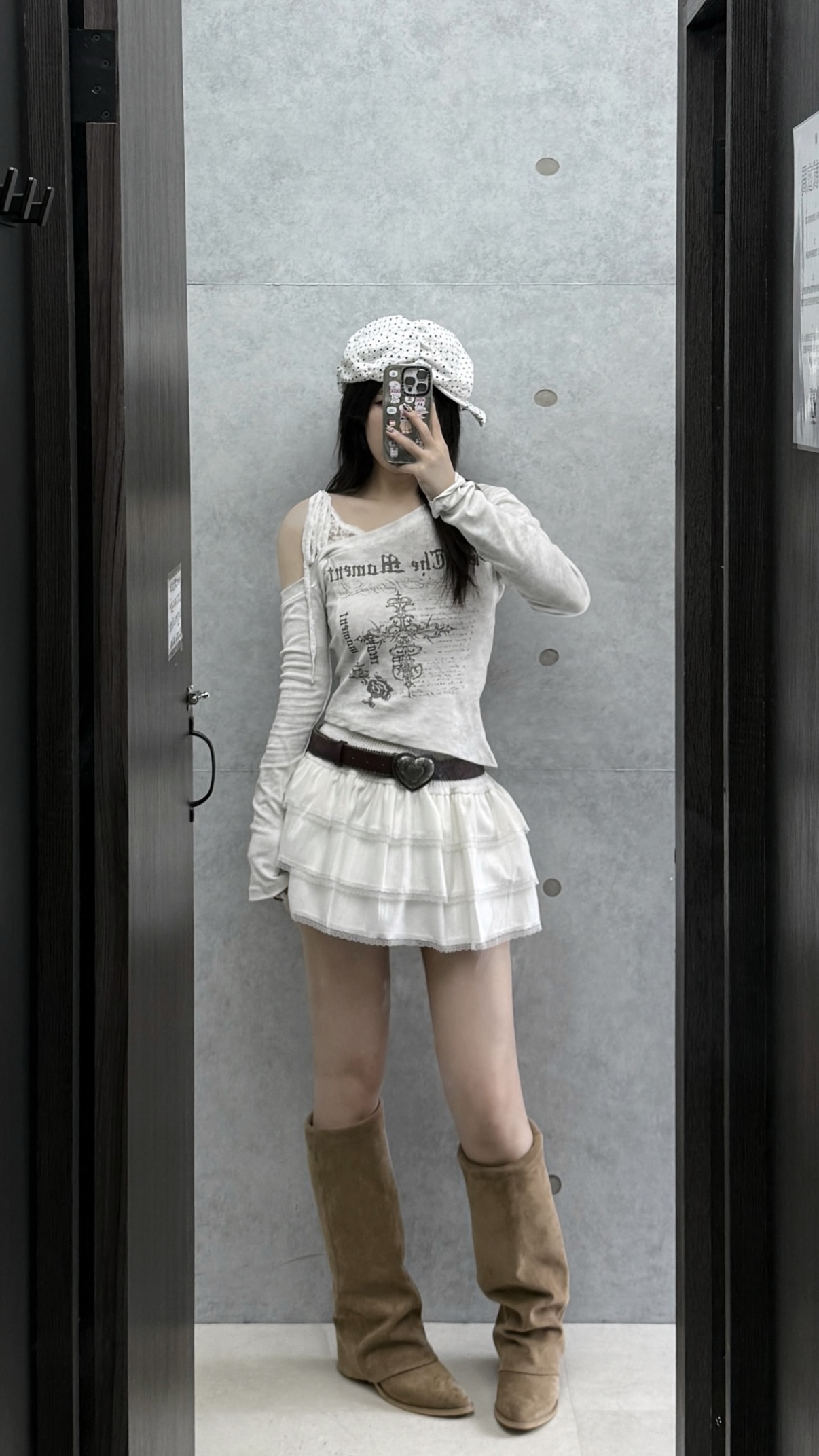 麂皮堆堆感西部長靴