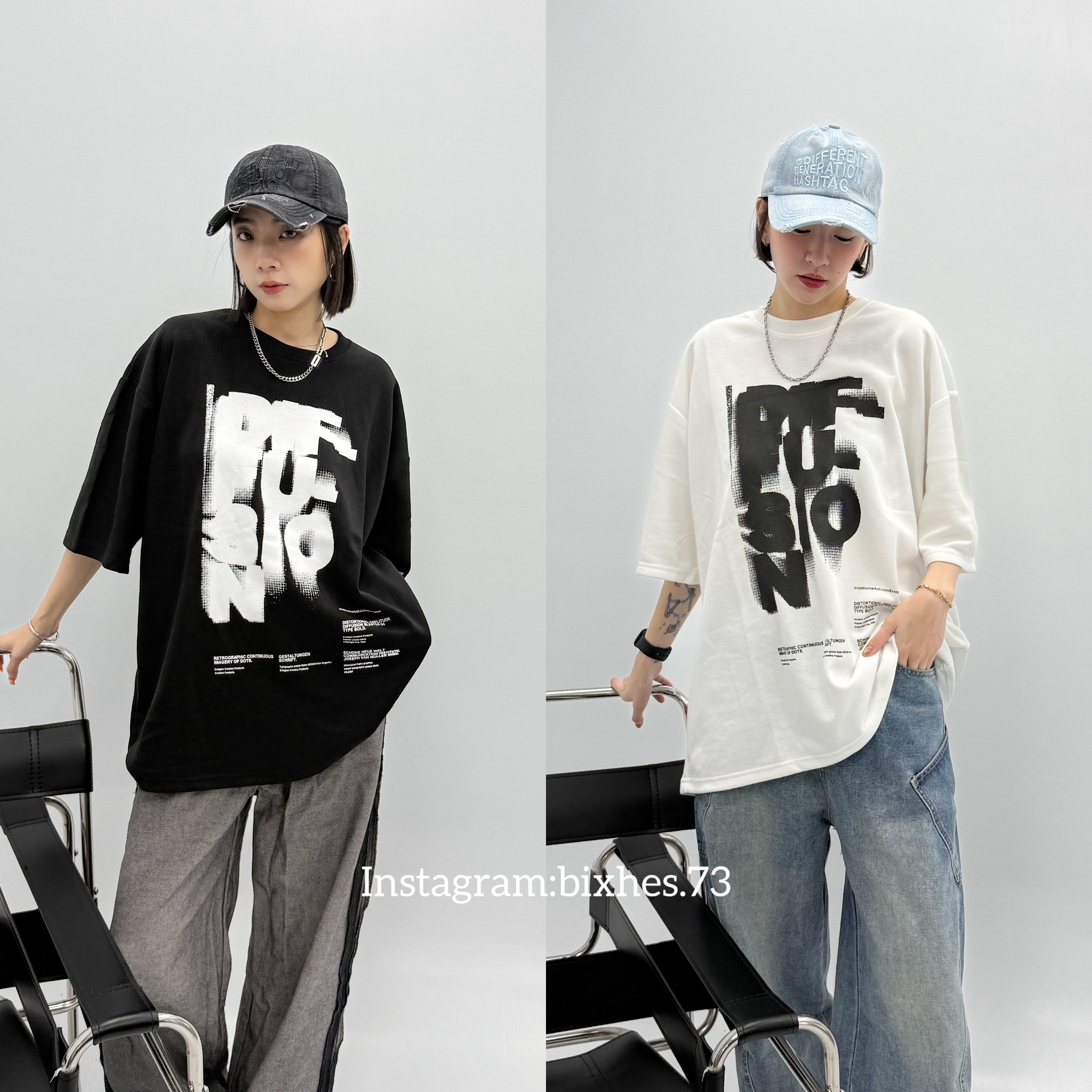 噴漆大字寬鬆短T(A00052)