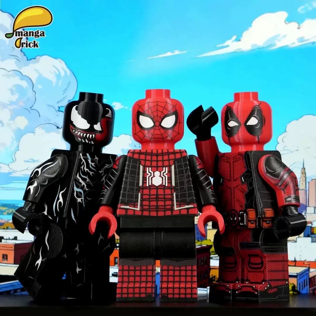 【Manga Brick】蜘蛛人/ 死侍/ 毒液  （全開模巨型人仔）