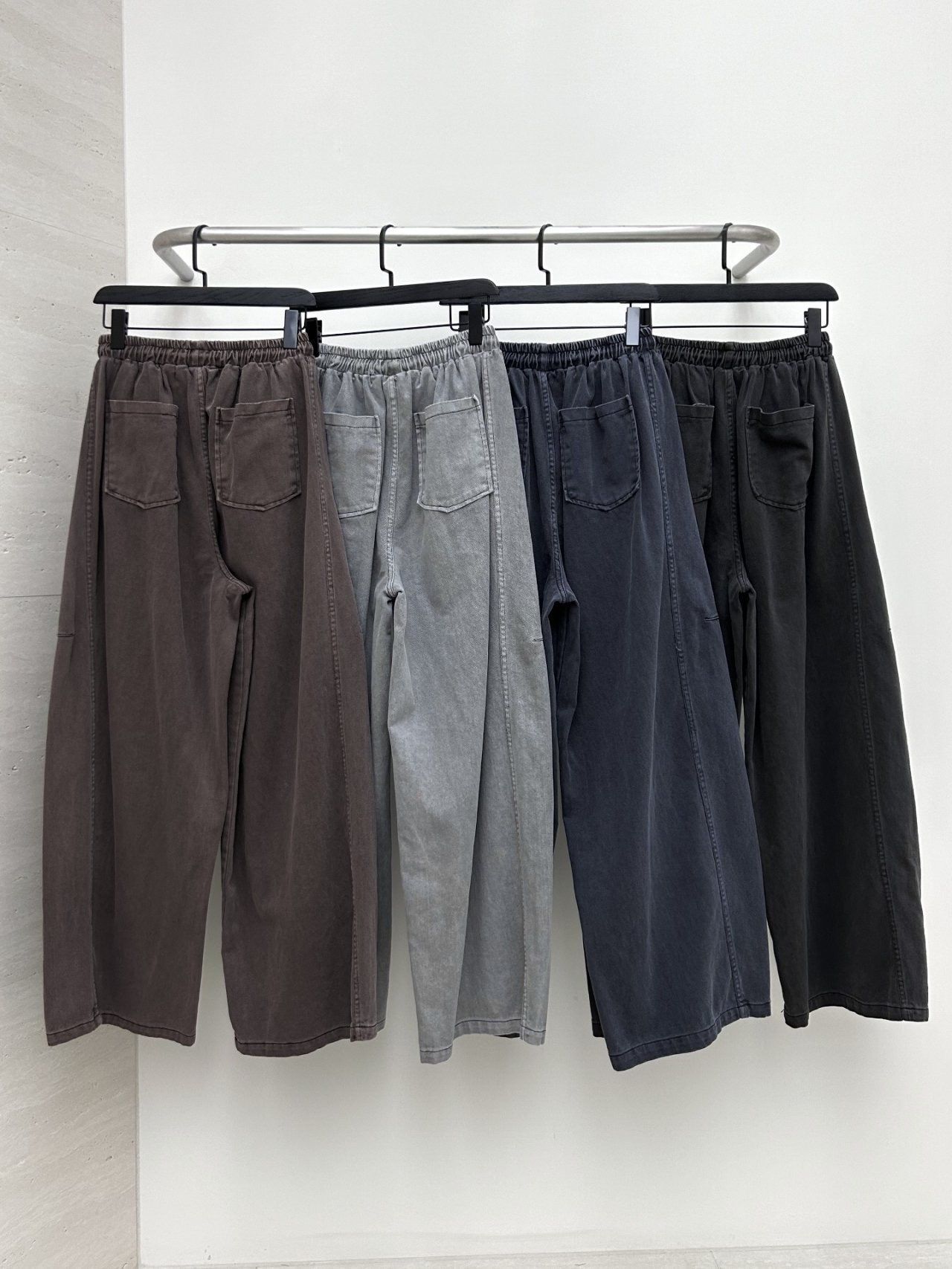 洗水洗水淨色鬆身褲 Hestory-097P