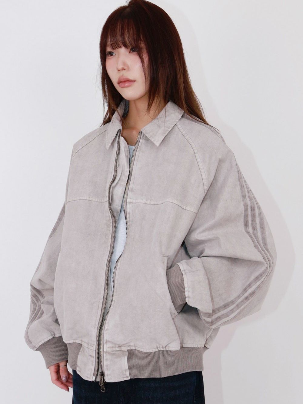 洗水三間反領拉鍊外套 Hestory-098JK