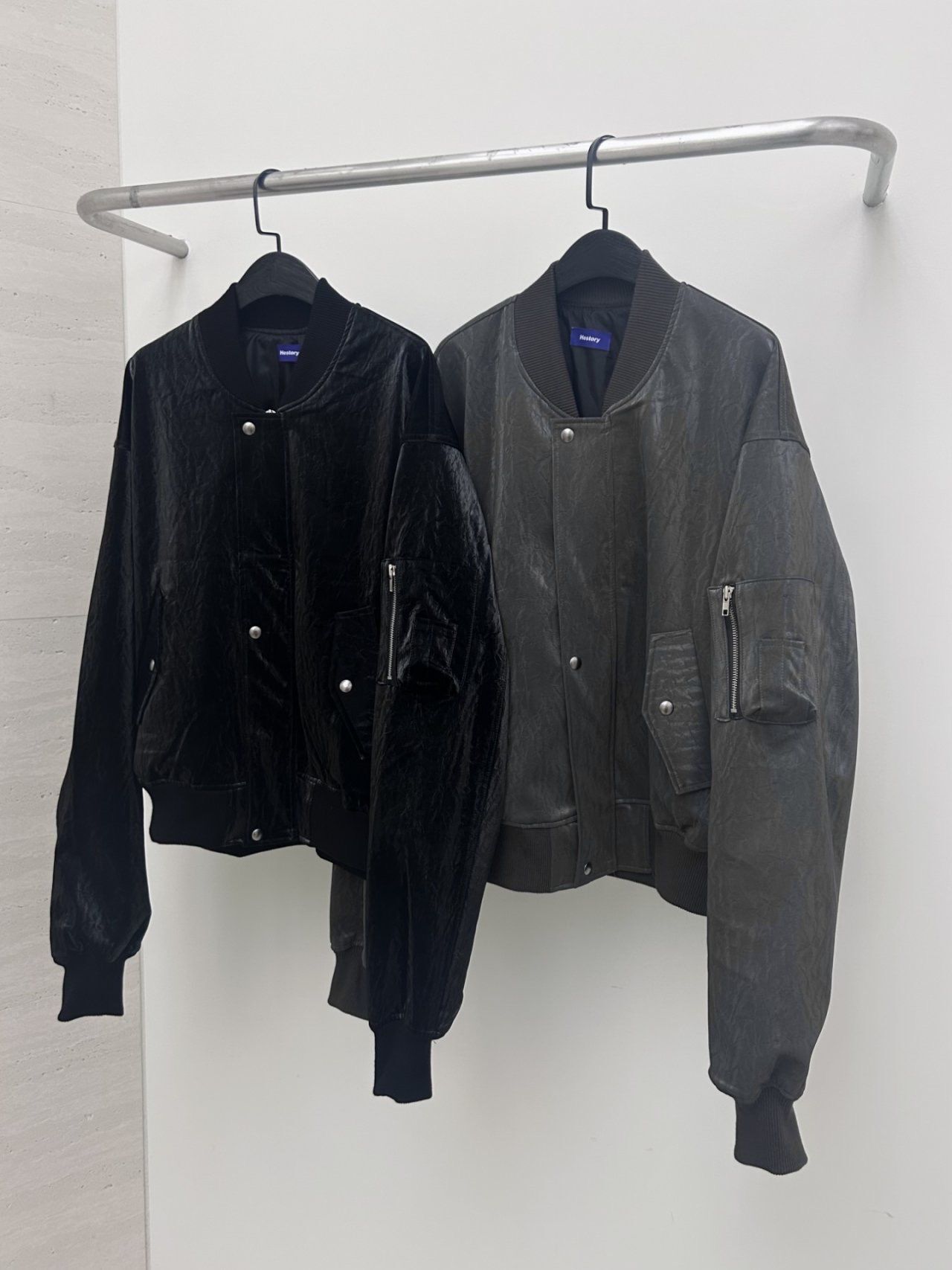 淨色拉鍊合成皮褸 Hestory-101JK