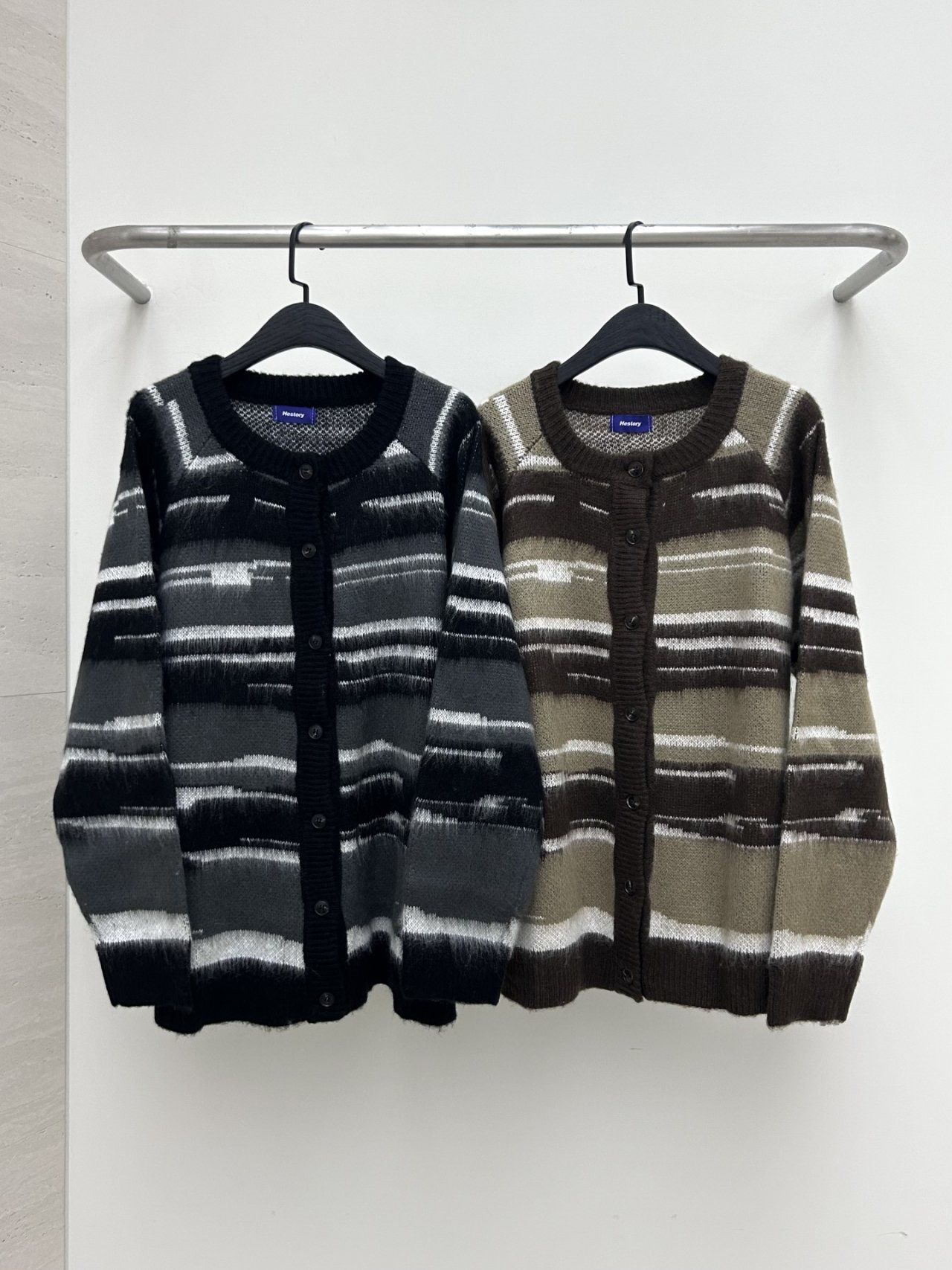 橫間開胸針織外套 Hestory-104JK