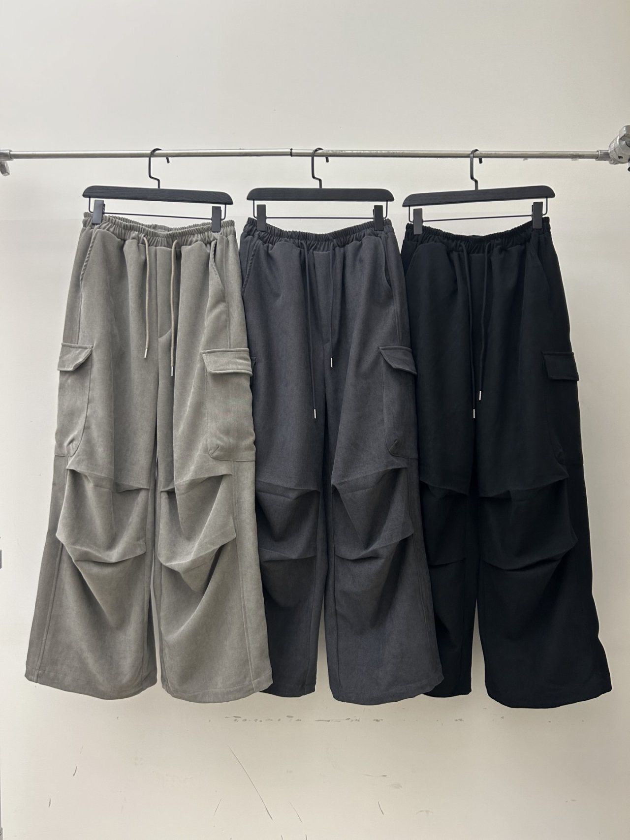 淨色可束腳工裝鬆身褲 Hestory-105P