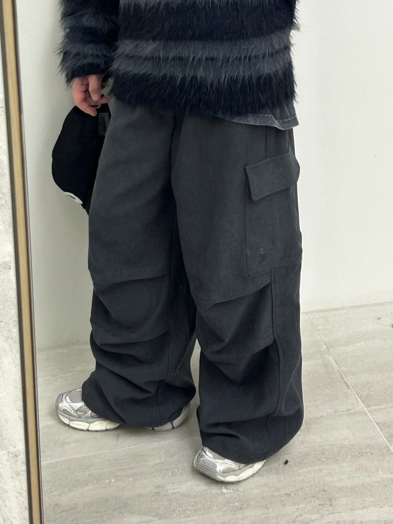 淨色可束腳工裝鬆身褲 Hestory-105P