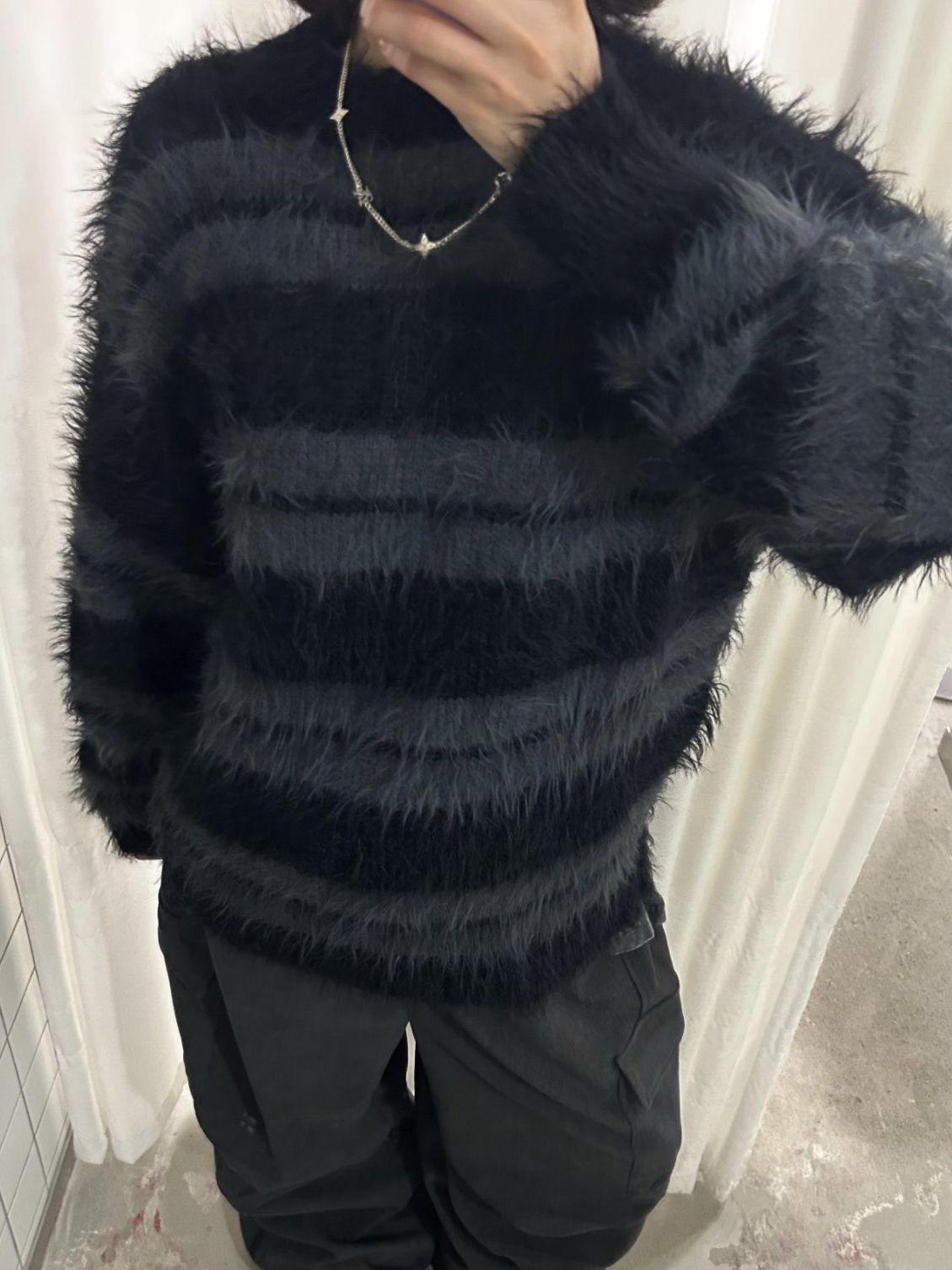 橫間毛毛針織衫 Hestory-106T