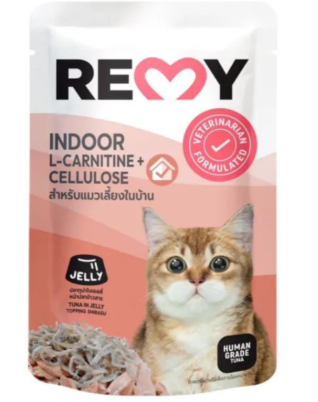 泰国REMY室内成貓 L-左旋肉鹼+ 纖維素配方 吞拿魚柴魚片 主食濕糧70g