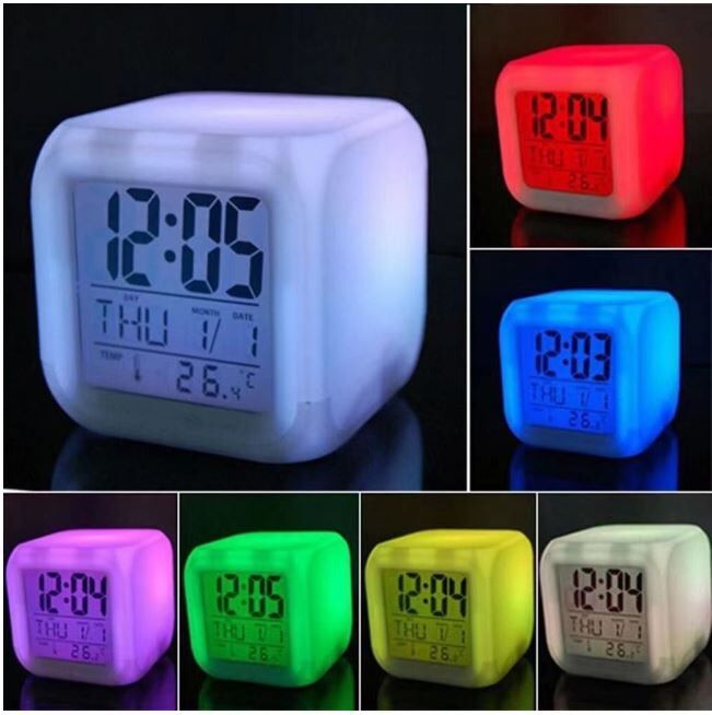 可变色 led 时钟 送电池