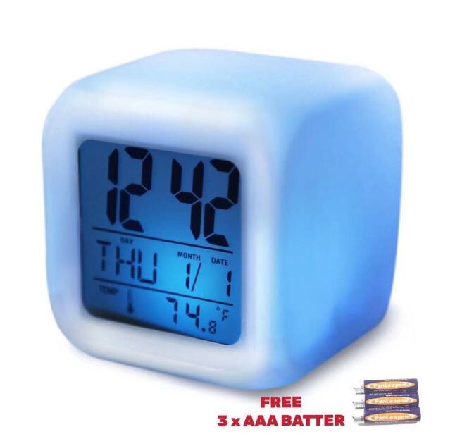 可变色 led 时钟 送电池