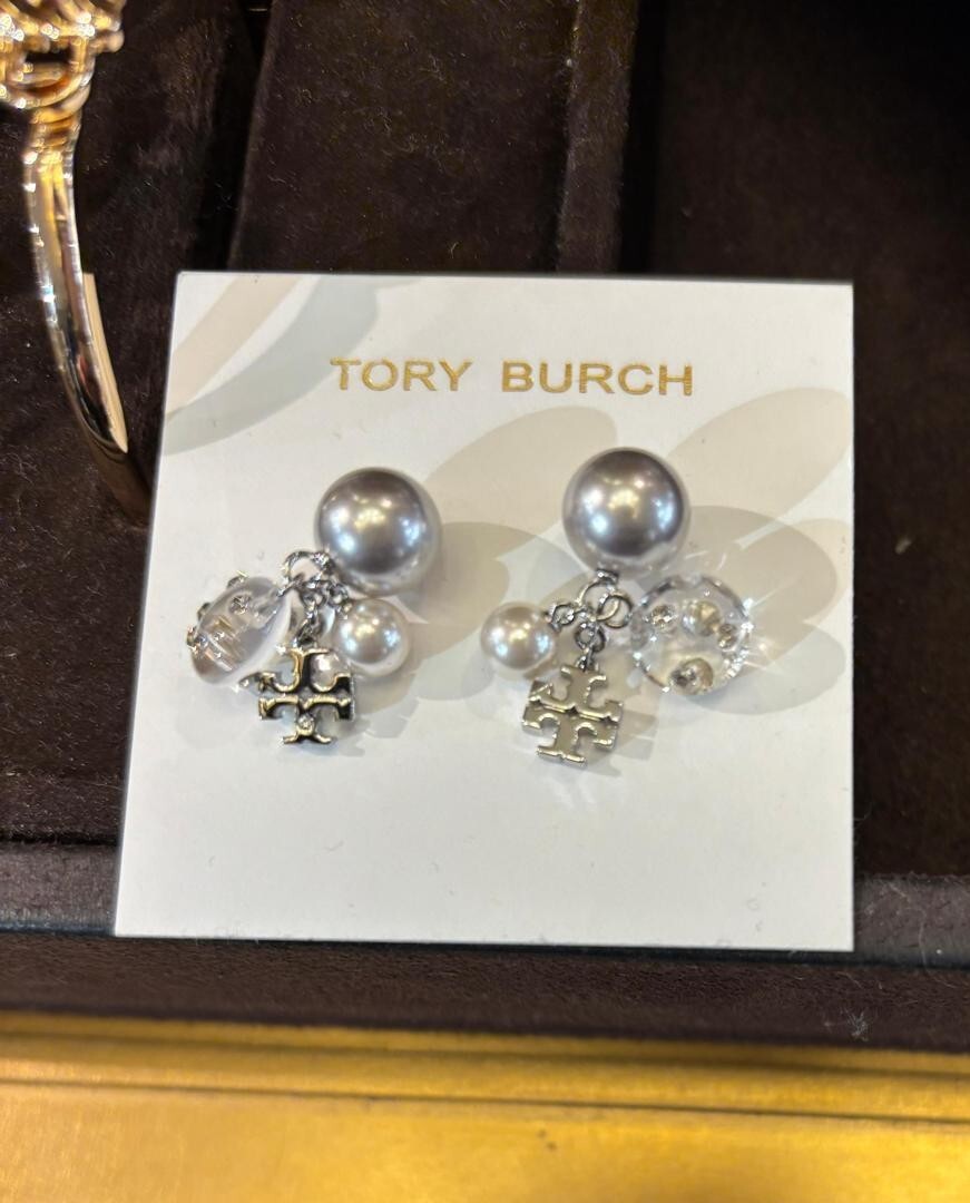 【預購】Q101111 Tory Burch 銀色三重吊飾耳環
