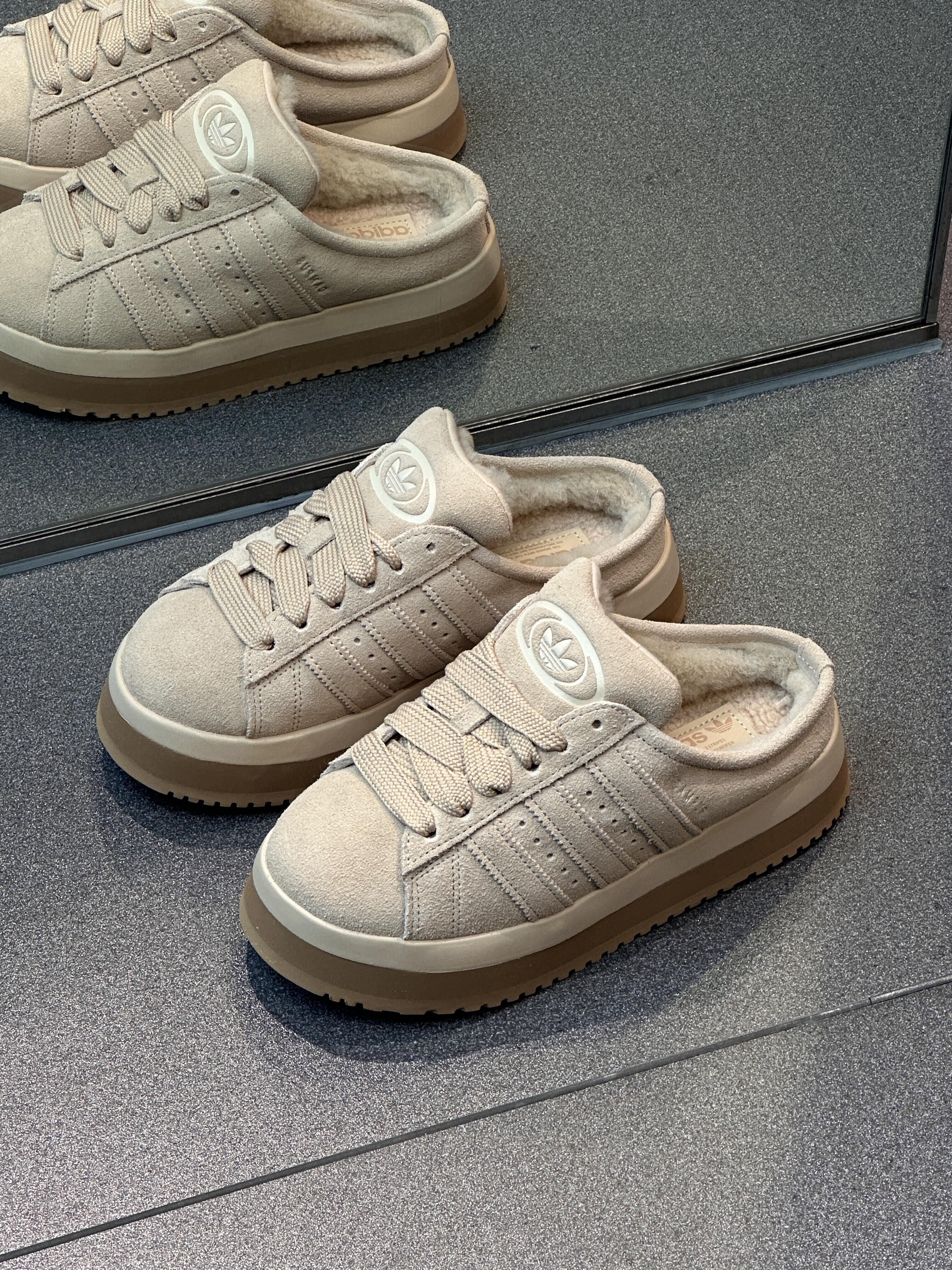 零碼現貨23公分 Adidas Originals Campus Winter 00s 毛絨麵包鞋 鋸齒拖鞋 麂皮 加絨 穆勒鞋 半拖鞋 JR3732/現貨