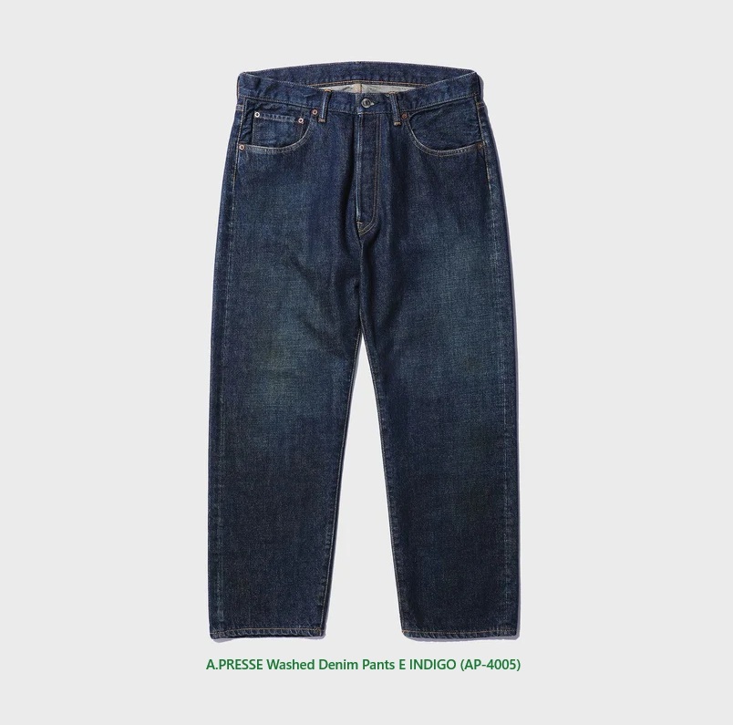 A.PRESSE 2025 A/W WASHED DENIM PANTS E INDIGO (AP-4005) - PRE ORDER ITEM (預訂中)