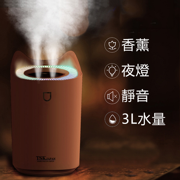 日本TSK 靜音3L大容量USB空氣淨化香薰加濕器 P2918
