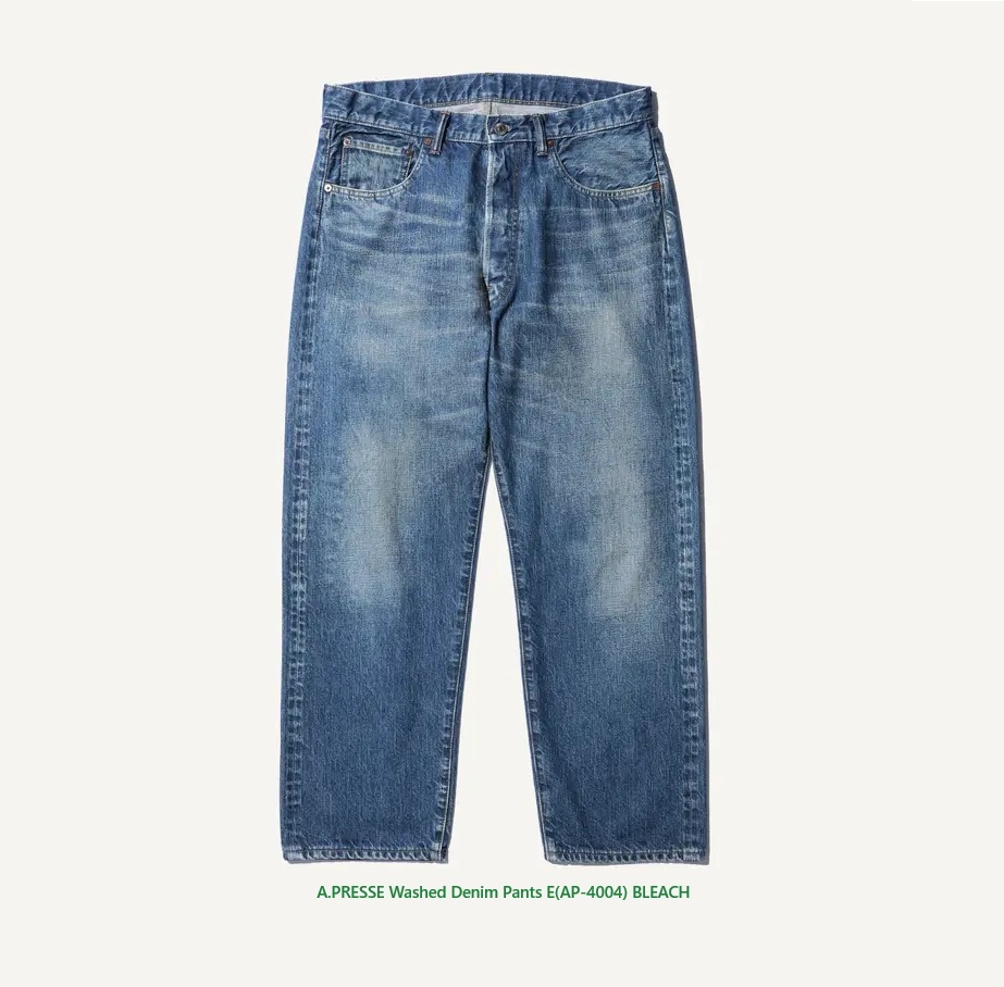 A.PRESSE 2025 A/W WASHED DENIM PANTS E BLEACH (AP-4004) - PRE ORDER ITEM (預訂中)