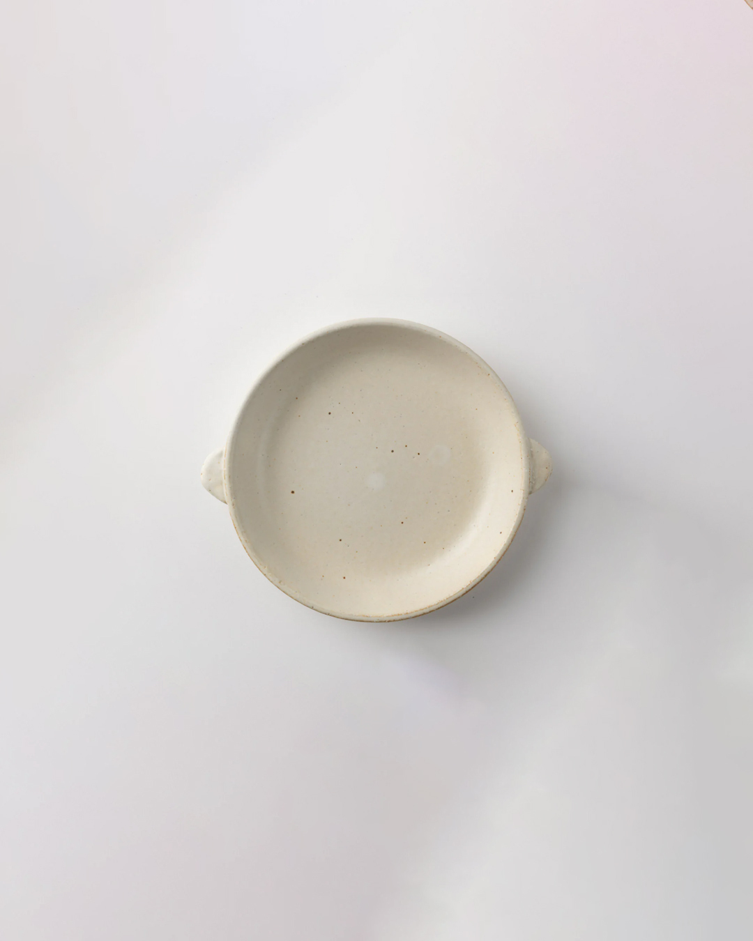 伸光窯 耐熱蒸焗碟 米白 | 美濃燒