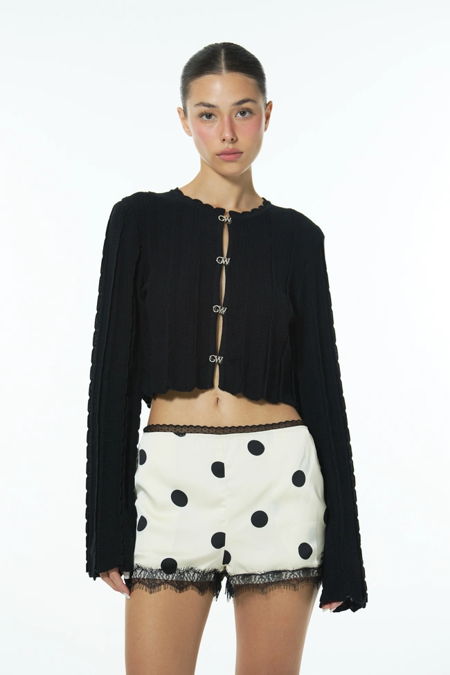 Gentle Woman Ruffle Cardigan(Black)