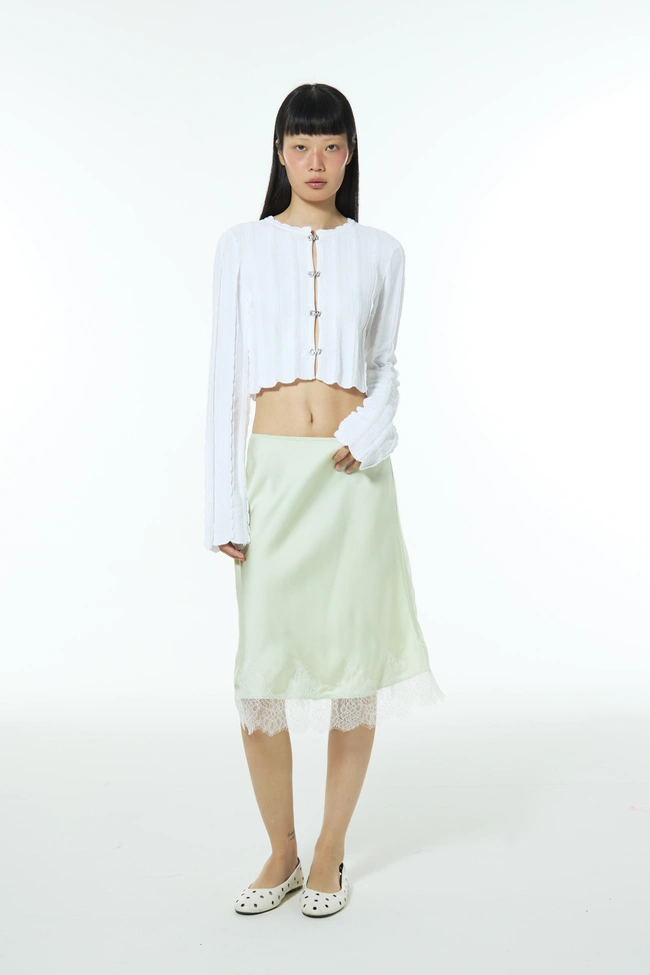 Gentle Woman Ruffle Cardigan(White)