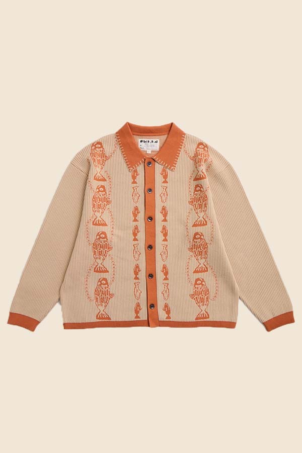 8BIT.T.D - 攀爬漁網 一夜干版 翻領開襟長袖上衣