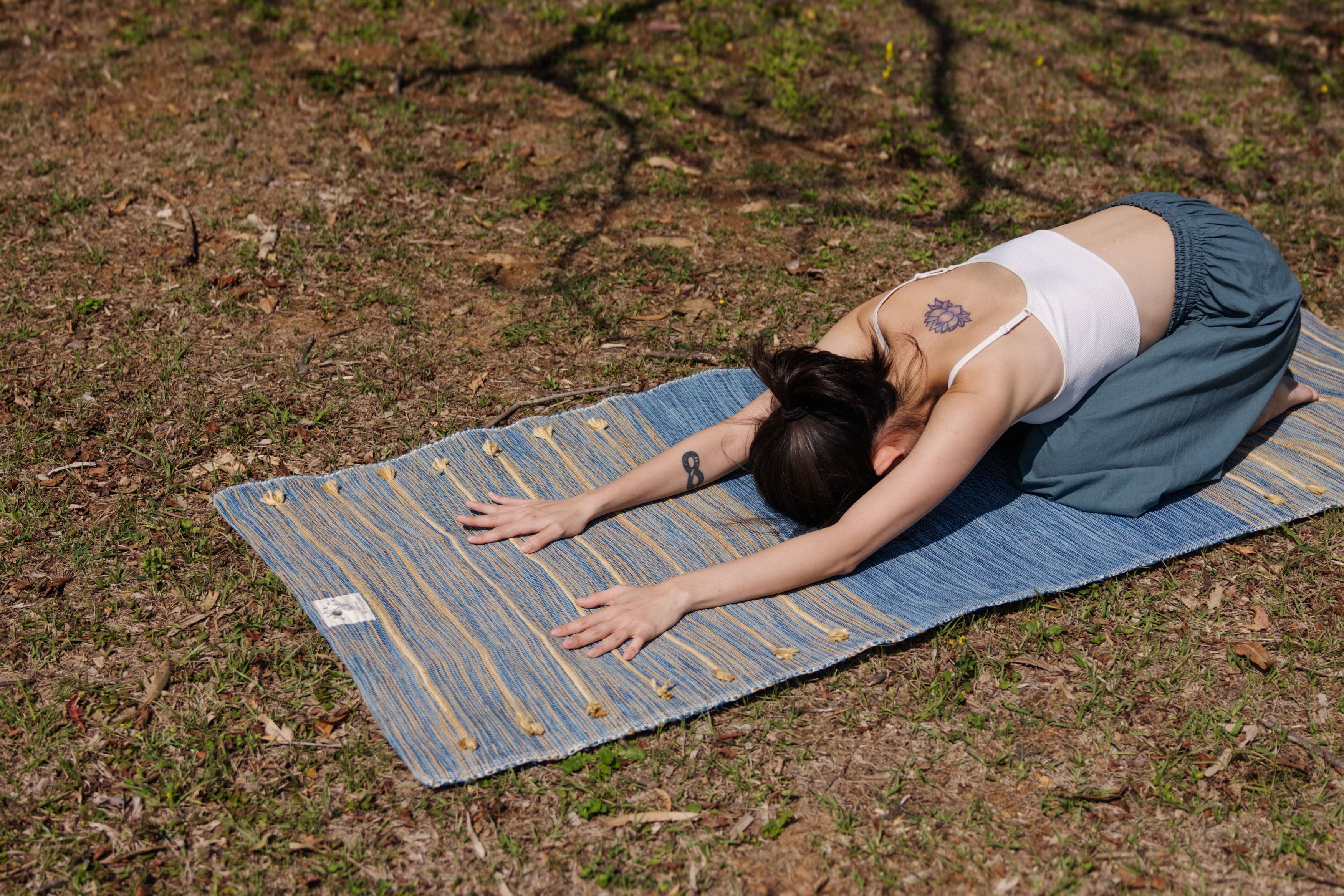 【YOGA】印度手工染織瑜伽墊_藍