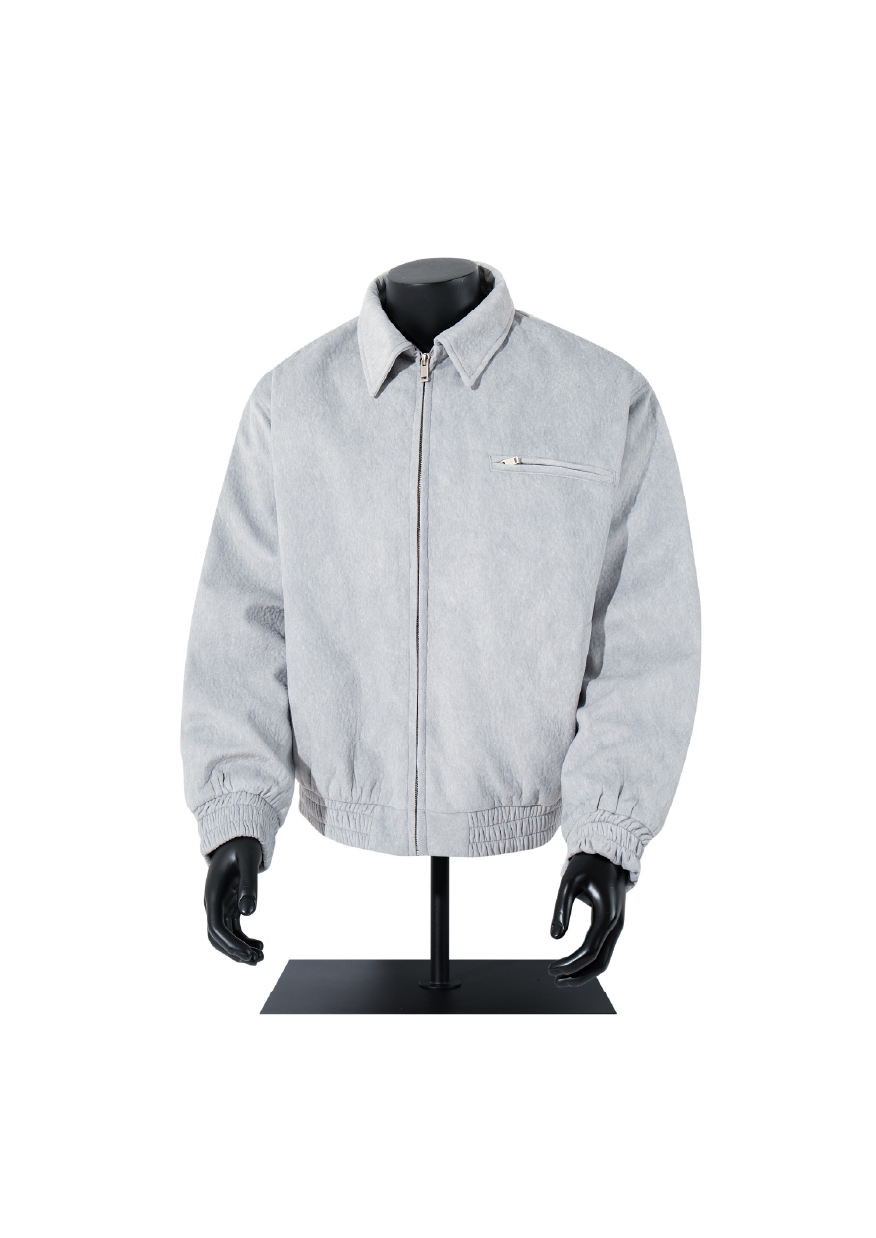 SIMPLEACTION 水泥灰羊羔絨翻領外套