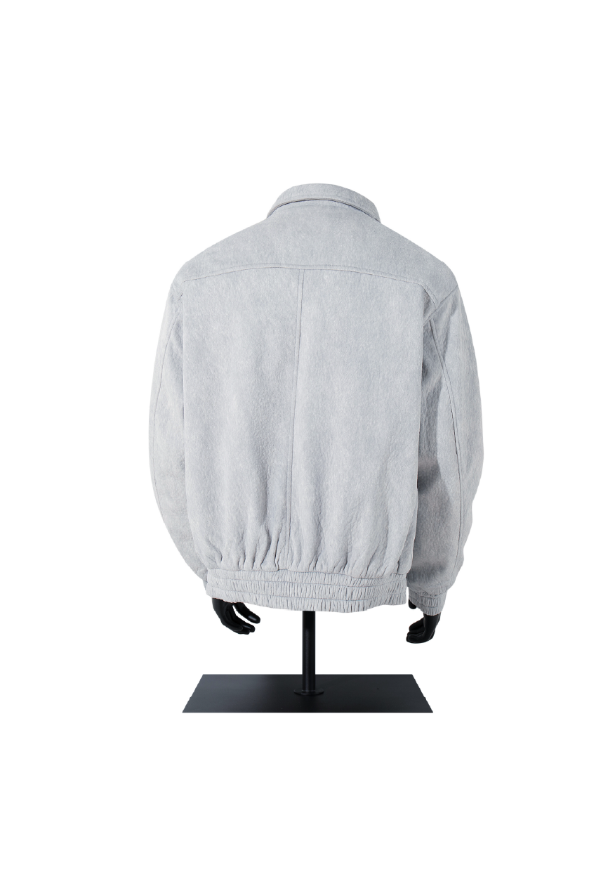 SIMPLEACTION 水泥灰羊羔絨翻領外套