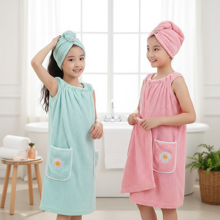 Home Spa 兒童浴袍髮帽組