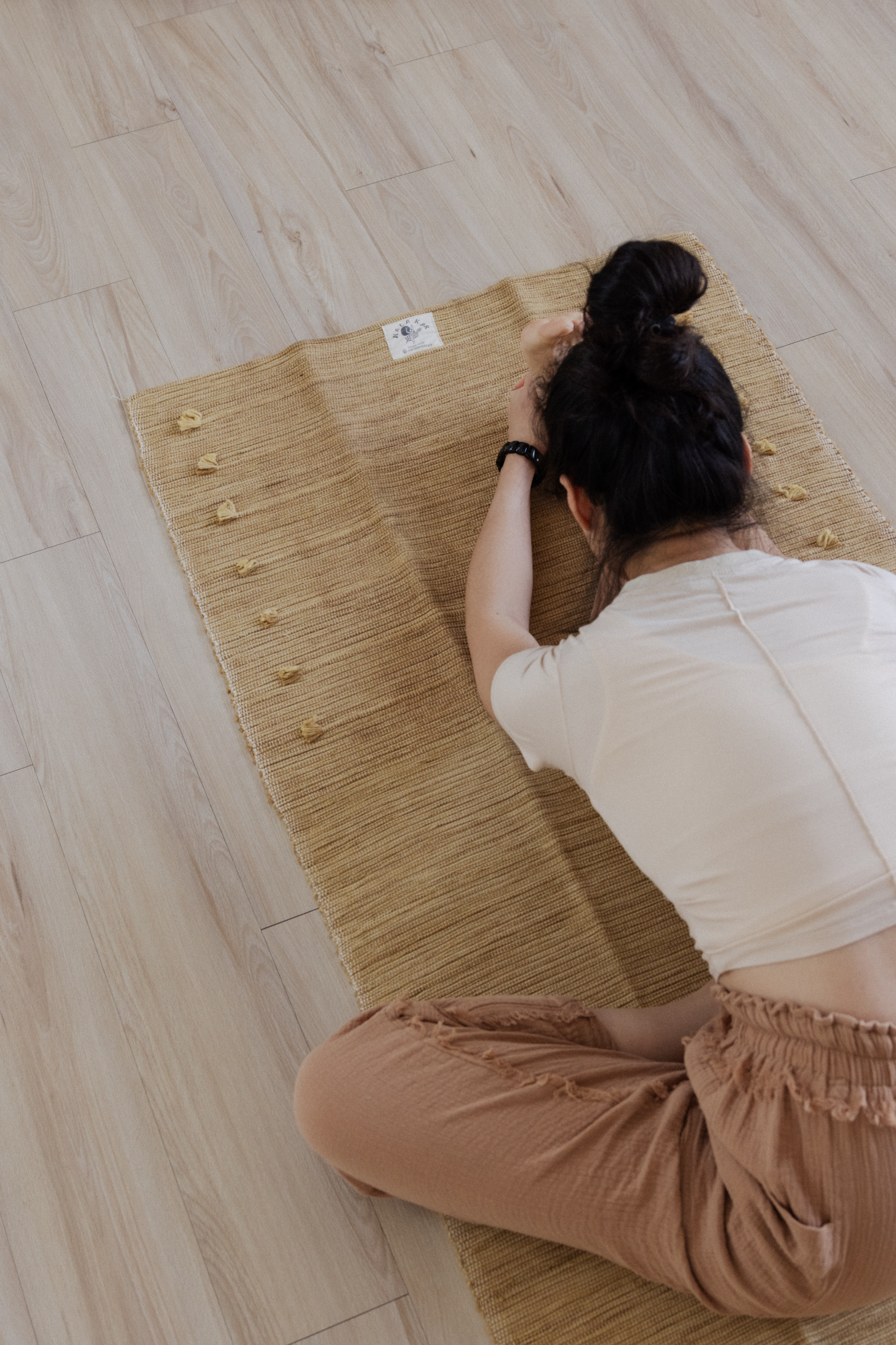 【YOGA】印度手工染織瑜伽墊_大地黃色