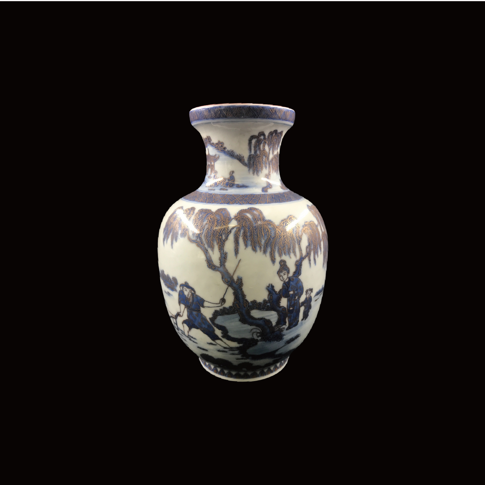 "妙香館製"款 白釉青花瓶