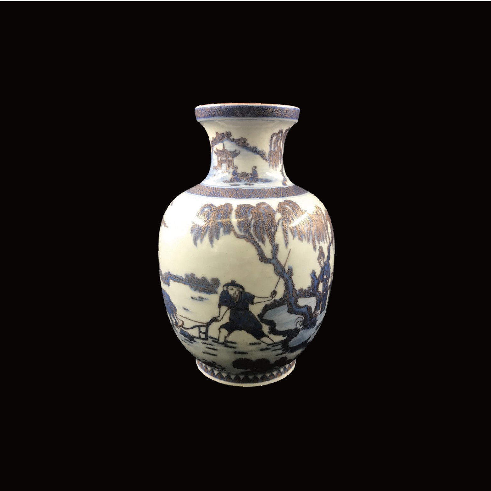 "妙香館製"款 白釉青花瓶