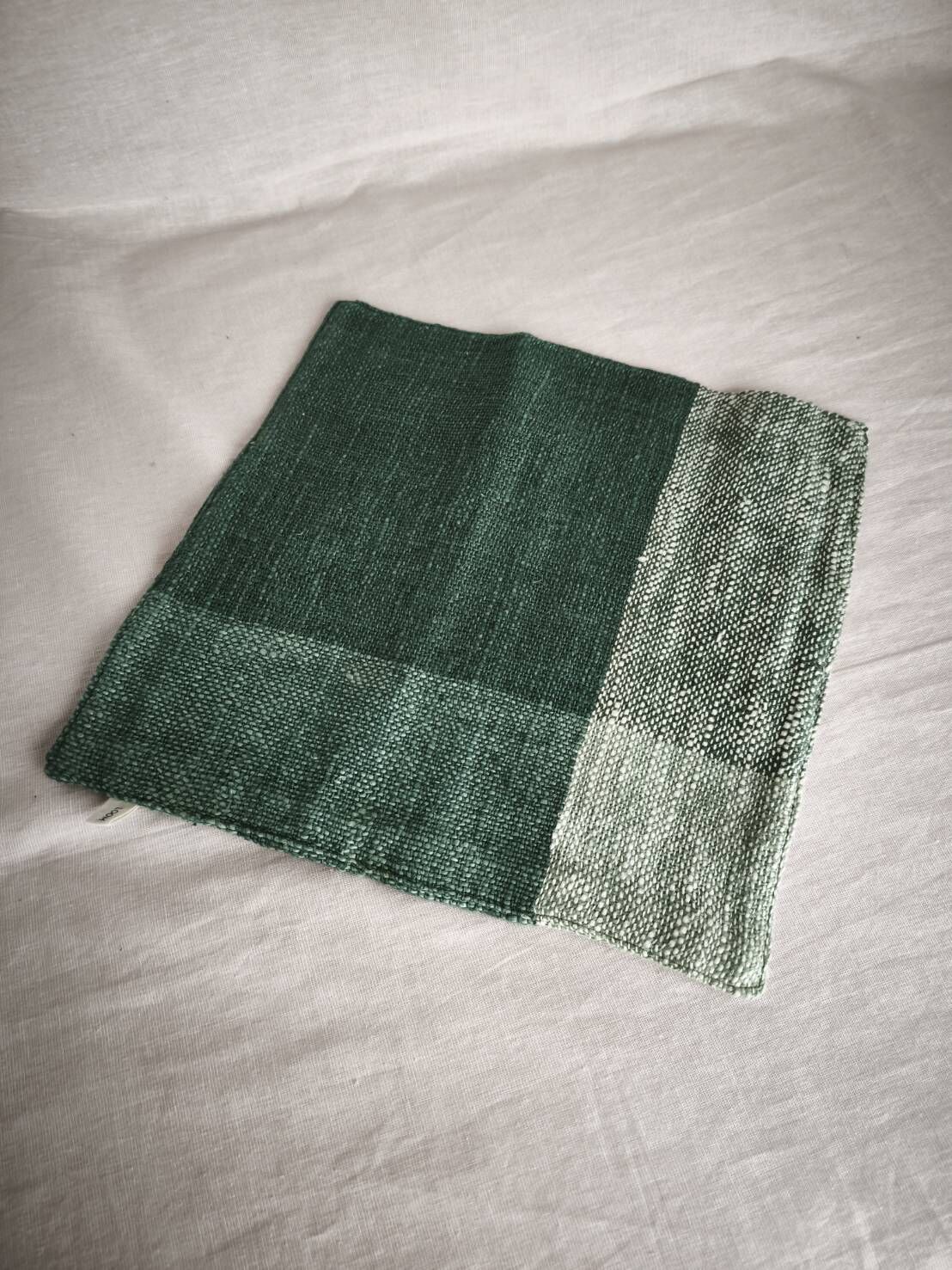 手織｜手帕巾 - 綠苔｜寮國