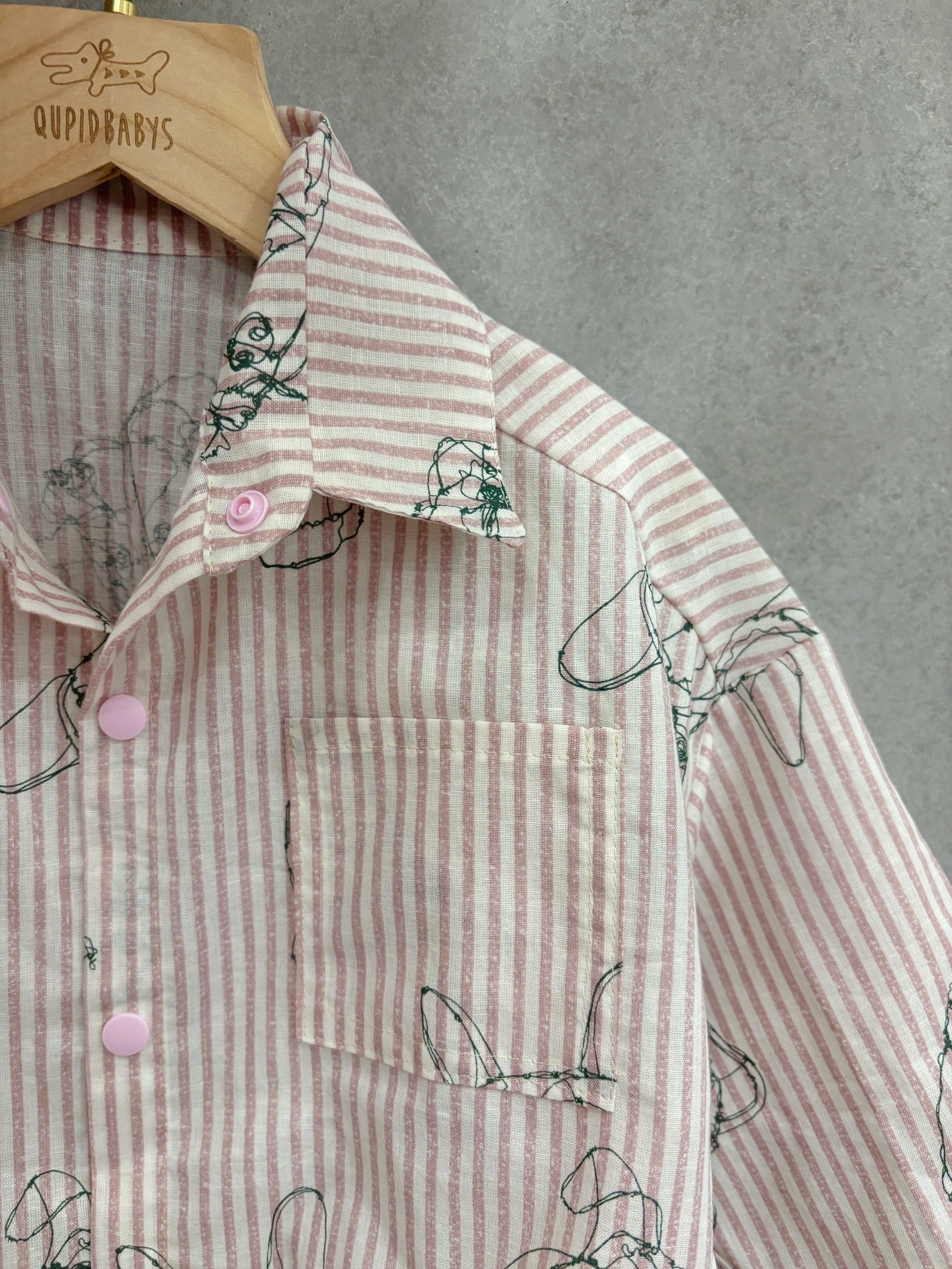 小川學粉狗狗 七分袖襯衫（90）