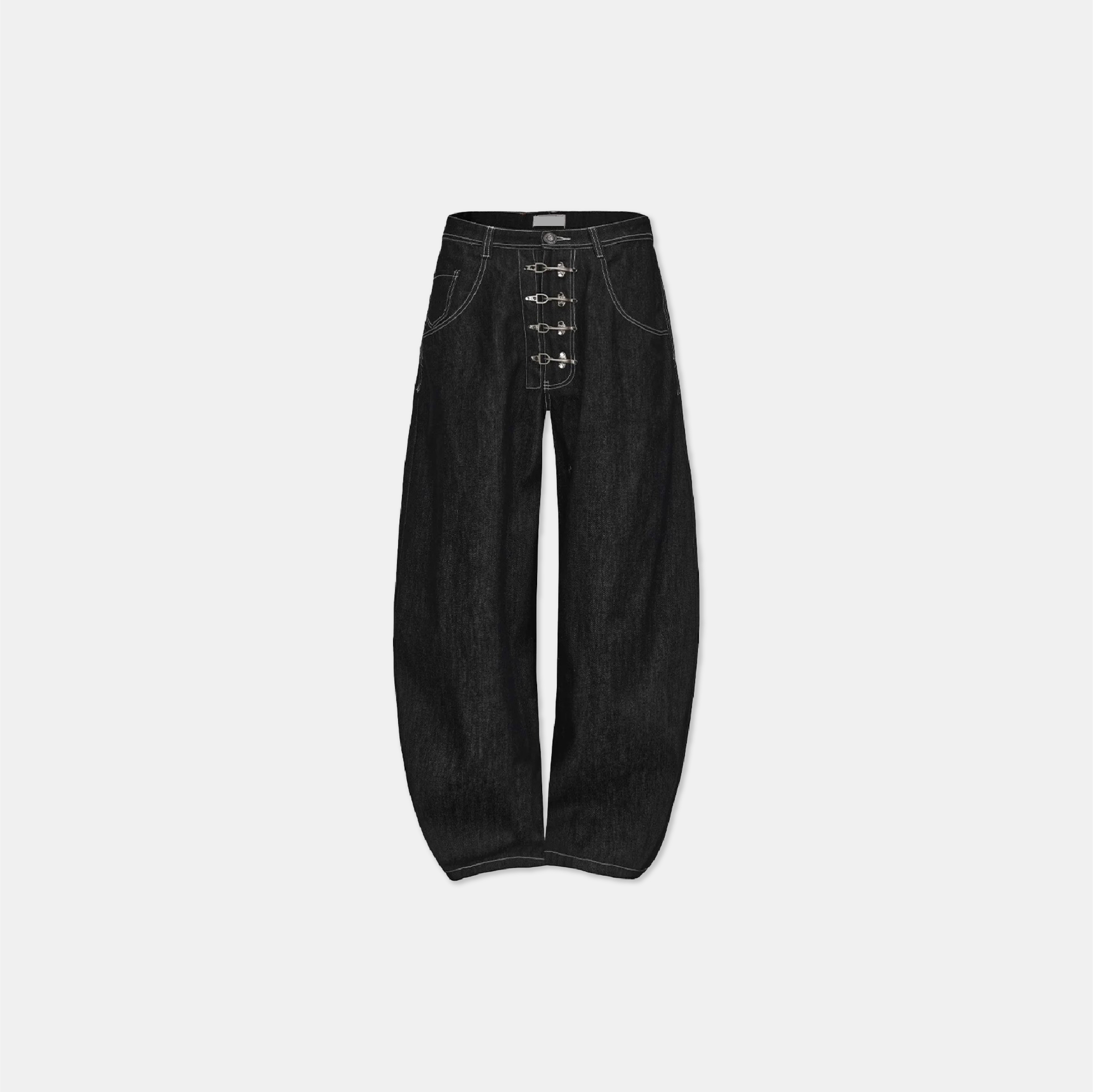 DND4DES 設計感 飛機扣 BAGGY 原色 彎刀 牛仔褲