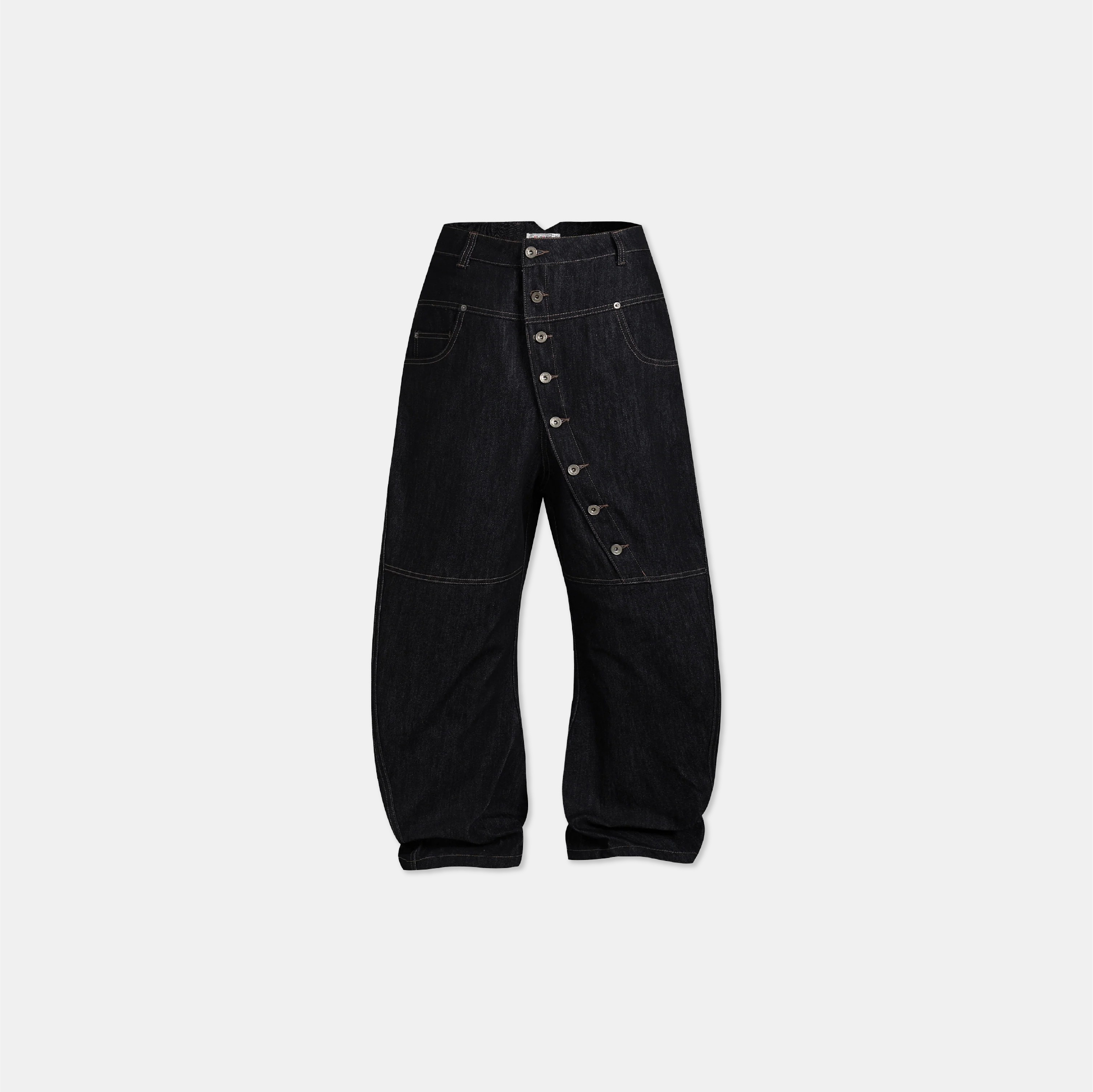 DND4DES 彎曲 長排扣 BAGGY 原色 彎刀 牛仔褲