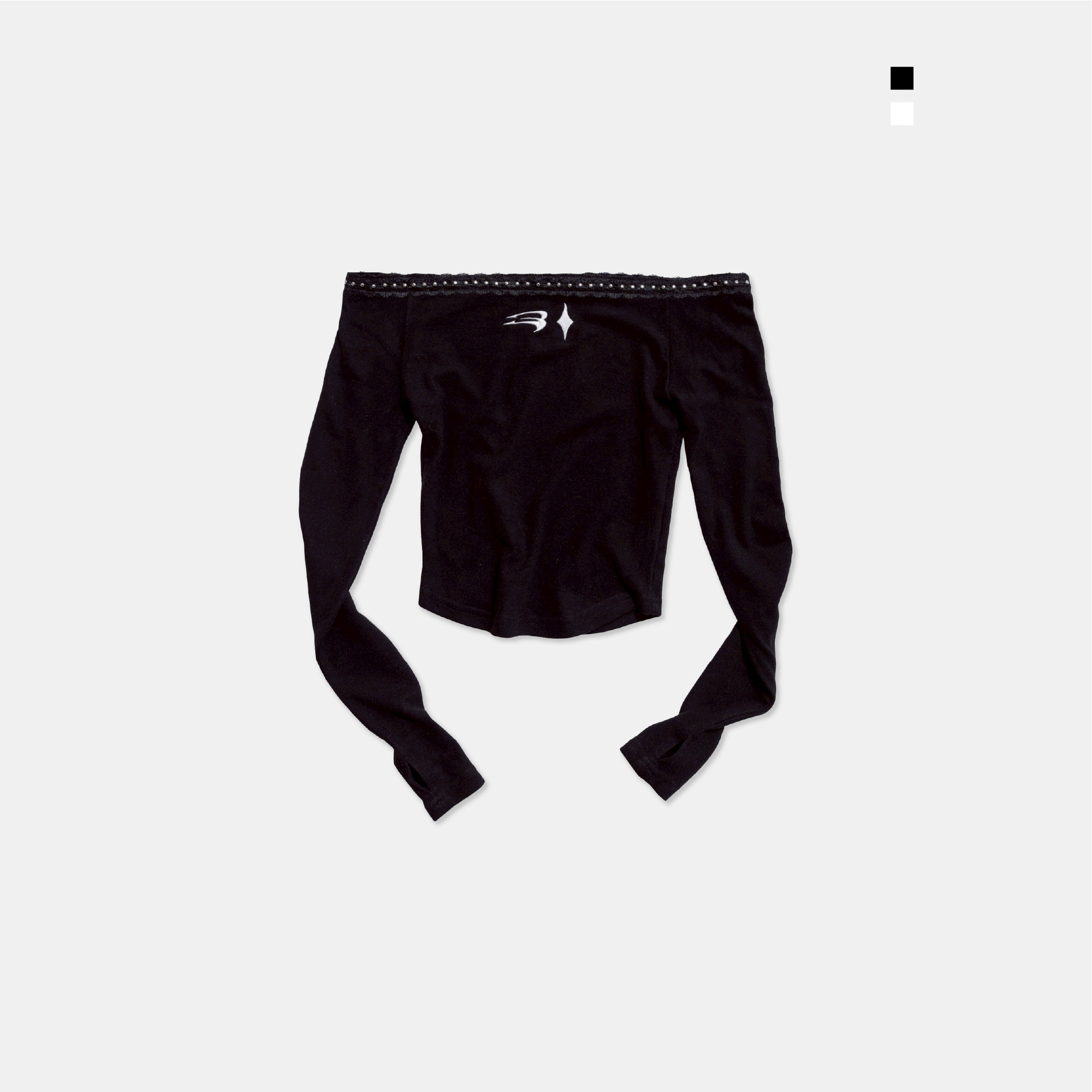 E’TREALOUEST 25FW （ OLD DAYS ）WMS Off Shoulder Line Short Shirt 一字領 薄長袖