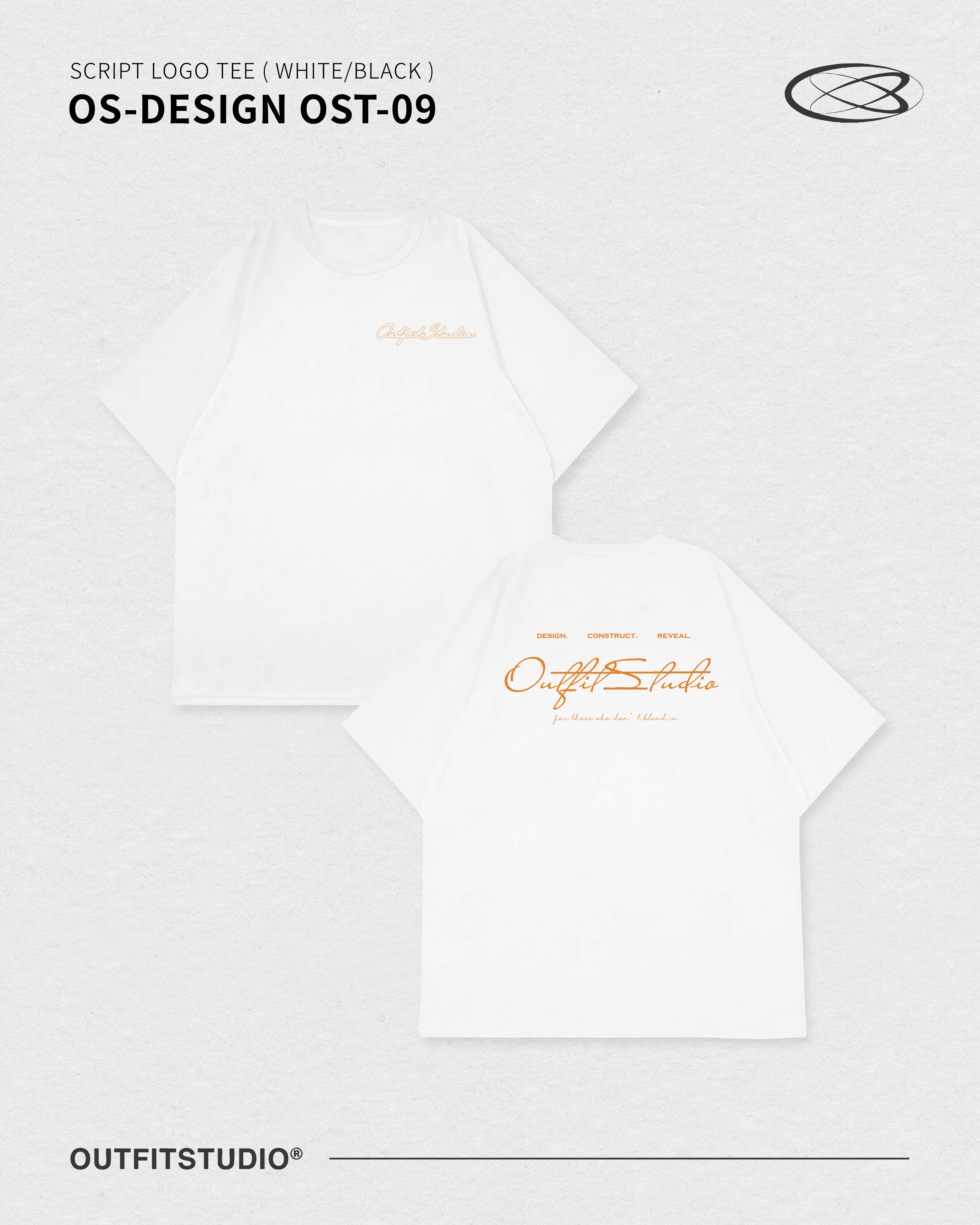 OS-DESIGN OST-09  SCRIPT LOGO TEE (Black / White)